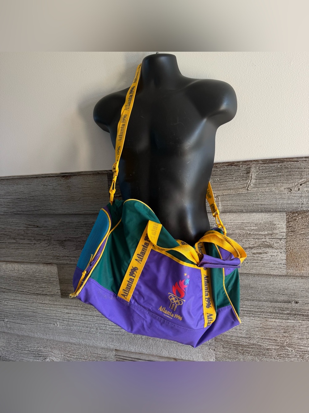 Vintage 1996 Atlanta Olympics Centennial Games Colorblock Duffel Bag